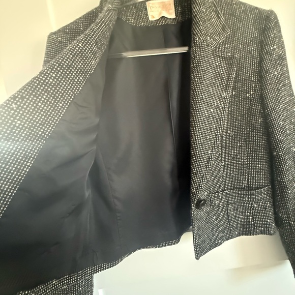 Vintage Pendleton Cropped Wool Blazer Jacket Size 6 Black White Textured - Picture 7 of 8